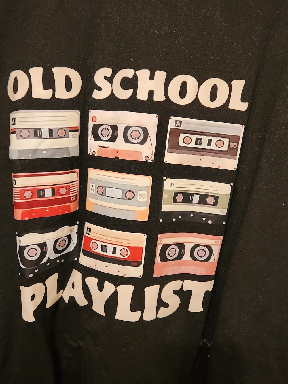 Old School Playlist Kids Black Graphic Tee
